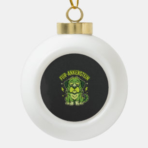 Fur-Ankenstein Funny Frankenstein Dog Halloween Ceramic Ball Christmas Ornament