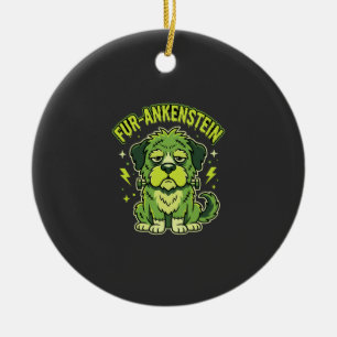 Fur-Ankenstein Funny Frankenstein Dog Halloween Ceramic Tree Decoration