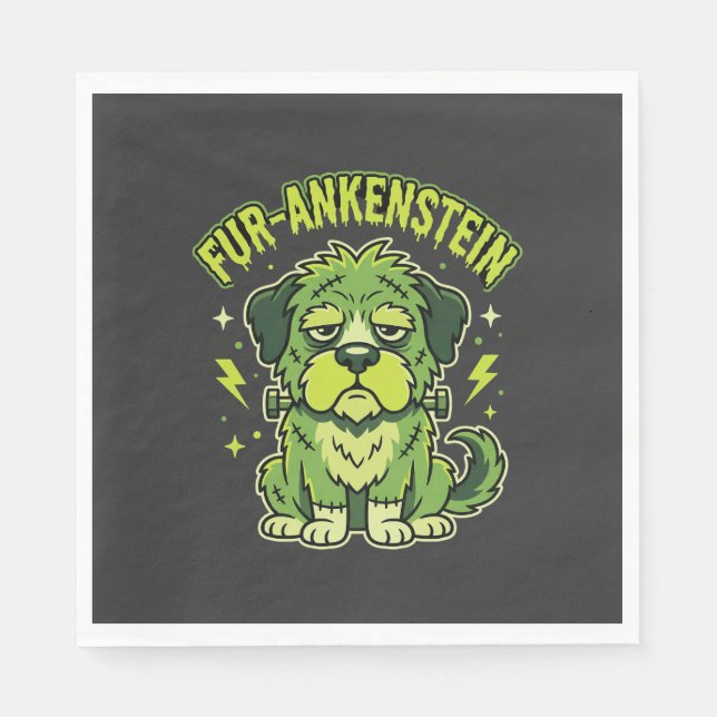 Fur-Ankenstein Funny Frankenstein Dog Halloween Napkin (Front)