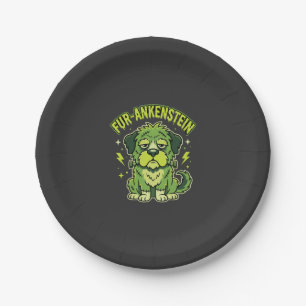 Fur-Ankenstein Funny Frankenstein Dog Halloween Paper Plate