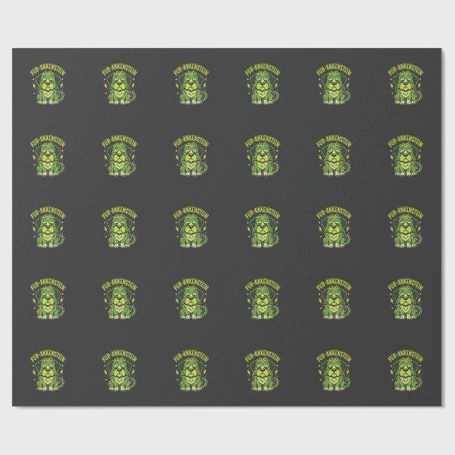 Fur-Ankenstein Funny Frankenstein Dog Halloween Wrapping Paper (Flat)