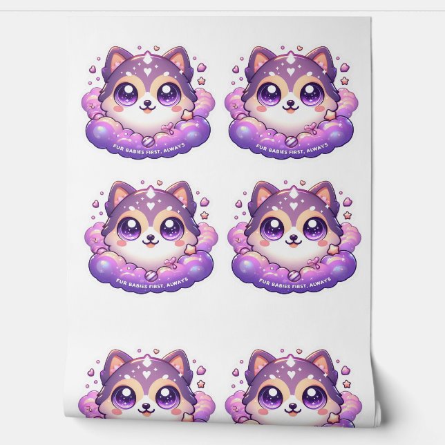 Fur Babies First Always Cute Kawaii Pet Lover Wallpaper (Unrolling)