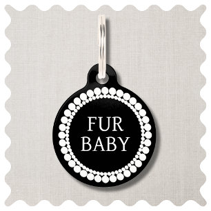 Fur Baby Black and White Dog Pet ID Tag