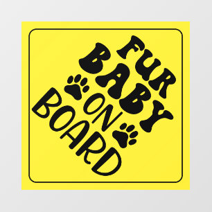 Fur Baby On Board Yellow Sign Car Decal