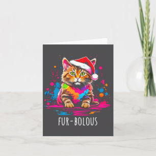 Fur-bulous Cute Cat Christmas Party Holiday Kitten Card