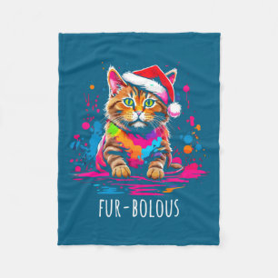 Fur-bulous Cute Cat Christmas Party Holiday Kitten Fleece Blanket