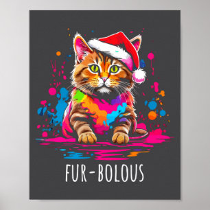 Fur-bulous Cute Cat Christmas Party Holiday Kitten Poster