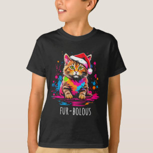 Fur-bulous Cute Cat Christmas Party Holiday Kitten T-Shirt