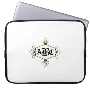 Fur de lis, gold, Add initials/name (Customisable) Laptop Sleeve
