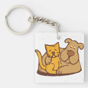 Fur-Ever Friends Cat and Dog Together Key Ring