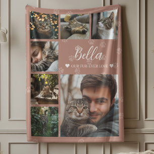 Fur-ever Love Photo Collage Dog or Cat Lover Fleece Blanket