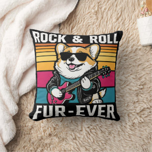 Fur-Ever Rock & Roll With A Rockin Corgi Cushion