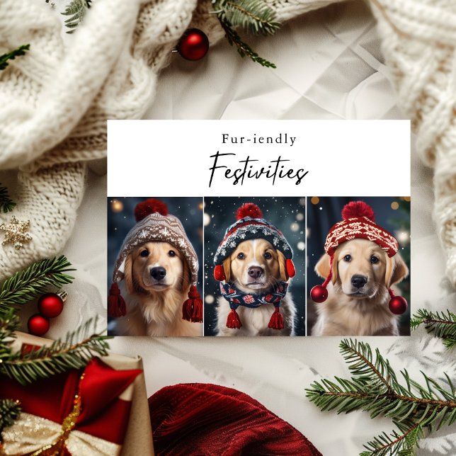 Fur-iendly Festivities Dog Christmas Photo Collage Holiday Card (Creator Uploaded)