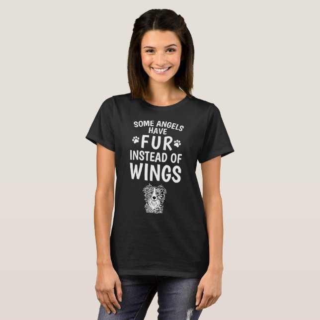 Fur Instead of Wings Border Collie Face Art T-Shirt (Front Full)