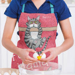 Fur Mama Funny Whimsical Cats Personalised Name Apron<br><div class="desc">Fur Mama Funny Whimsical Cats Personalised Name Kitchen Aprons features whimsical cats with the text "Fur Mama" and your personalised name in modern script typography on a red background. Perfect as a gift for cat lovers for Birthday,  Mother's Day,  Christmas and more. Designed by Evco Studio www.zazzle.com/store/evcostudio</div>