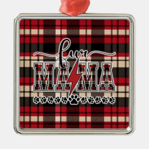 Fur Mama Plaid Metal Tree Decoration