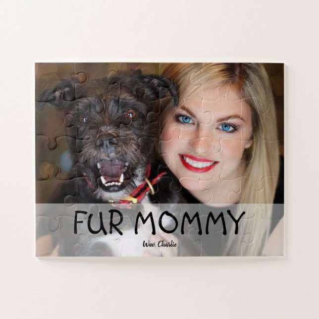 Fur Mummy custom photo Wuv You dog Jigsaw Puzzle (Horizontal)