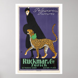 Fur Products Fourrures Zurich Switzerland Vintage Poster