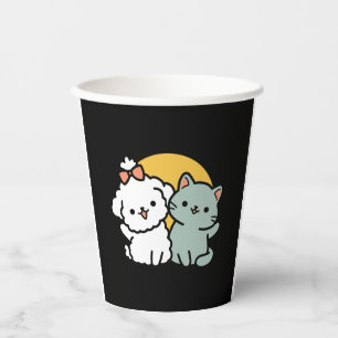 Fur-Real Friends Forever   Cute Cat & Dog Duo Paper Cups