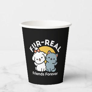 Fur-Real Friends Forever   Cute Cat & Dog Duo Paper Cups