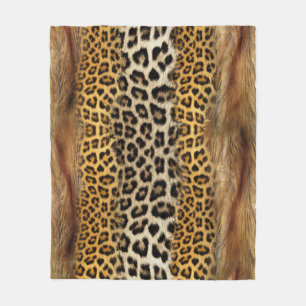 Fur texture: fox and leopard. fleece blanket
