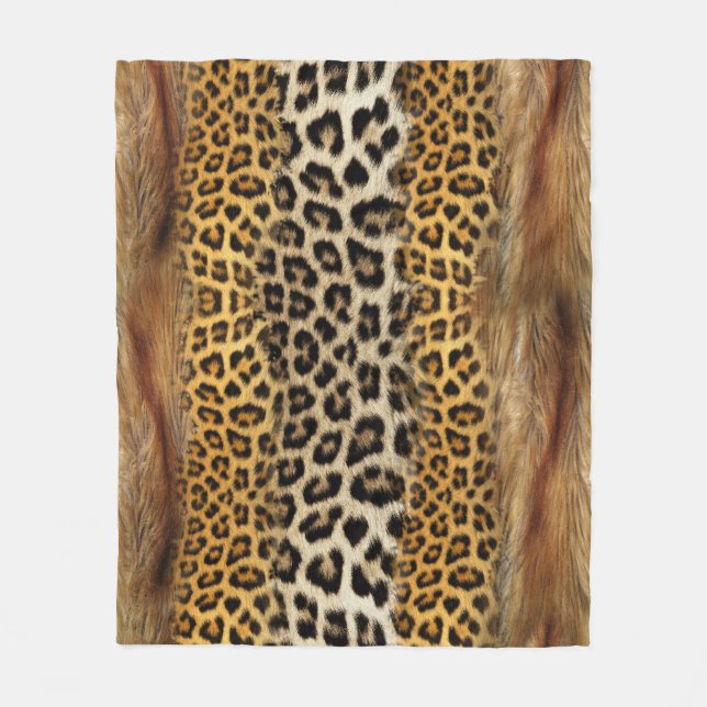 Fur texture: fox and leopard. fleece blanket (Front)