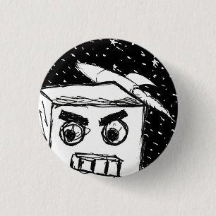 Furies Fast KARL the Robot, with rocket in space   3 Cm Round Badge