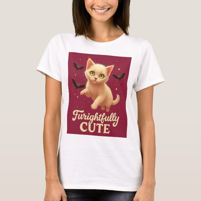Furightfully Cute – Halloween Cat T-Shirt (Front)