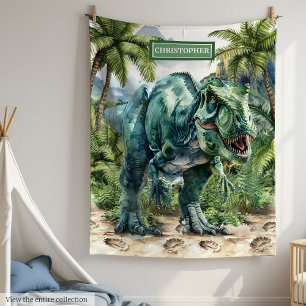 Furious Dinosaur Blanket Personalised Boy Name