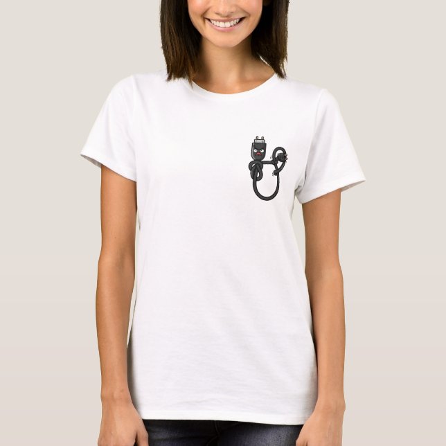 Furious Electric Plug Character Wrestling with Tan T-Shirt (Front)