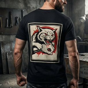 Furious Feline Attack Cat Edgy Bloody Claw Black T-Shirt