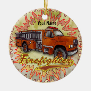 Furious Firetruck firefighter Ceramic Tree Decoration