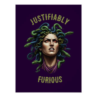 Furious Medusa Glossy Poster
