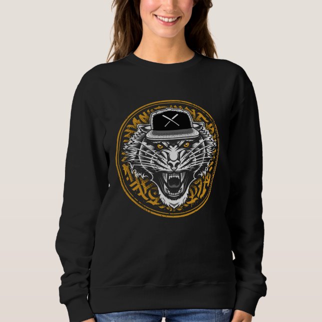 Furious Tiger Wearing a Snapback Sweatshirt (Front)