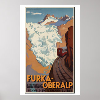 Furka Oberalp Mountain Snow Winter Railway Poster