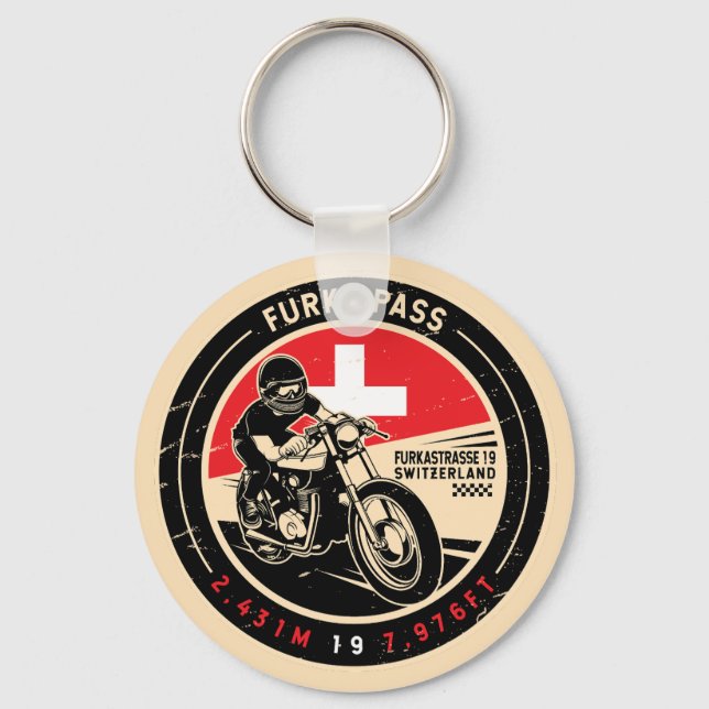 Furka Pass | Switzerland | Motorcycle Key Ring (Front)