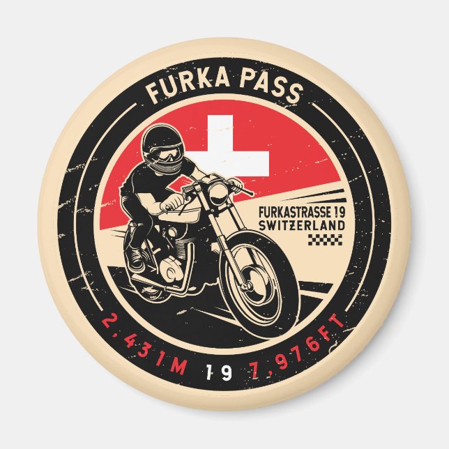 Furka Pass | Switzerland | Motorcycle Magnet (Front)