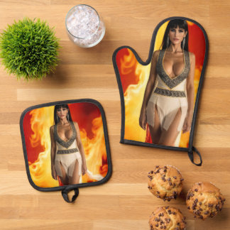 Furnace Goddess oven mitt & pot holder set