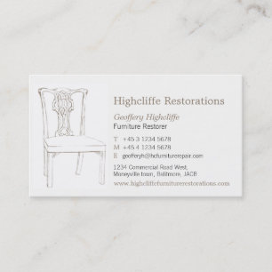 Furniture antique chair restorations business card