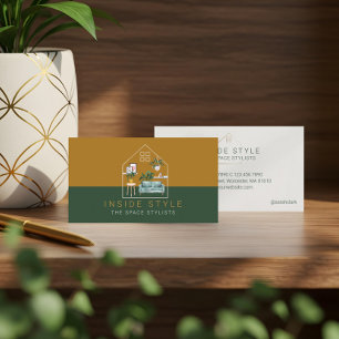 Furniture Decor Stylish Home Staging Green & Gold Business Card