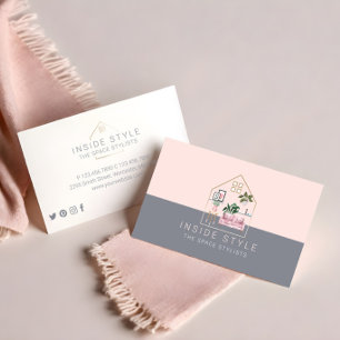 Furniture Decor Stylish Home Staging Pink & Grey Business Card