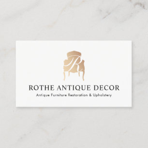 Furniture Restoration & Decor Gold Monogram Logo Business Card