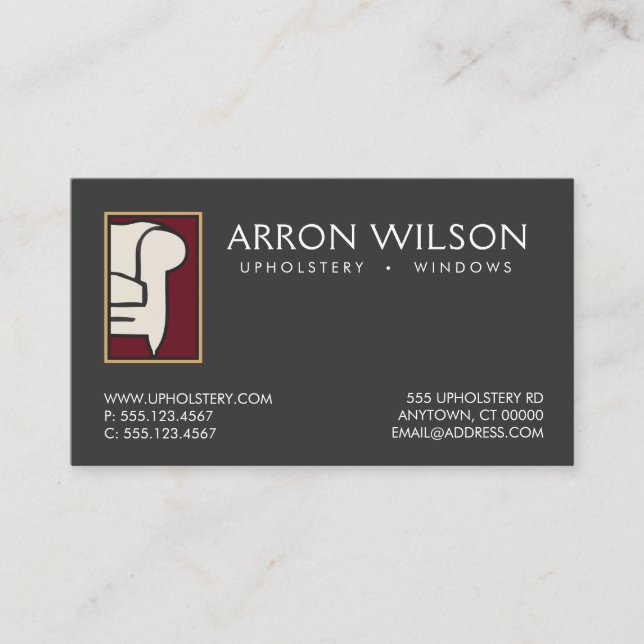 Furniture Upholsterer Sofa Logo Business Card (Front)