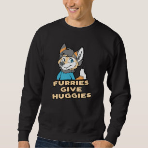 Furries Give Huggies Funny Furry Fandom Fursuit Gi Sweatshirt