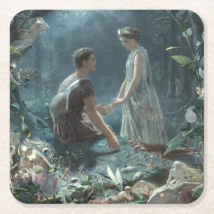 Furries: Shakespeare's A Midsummer Night's Dream Square Paper Coaster