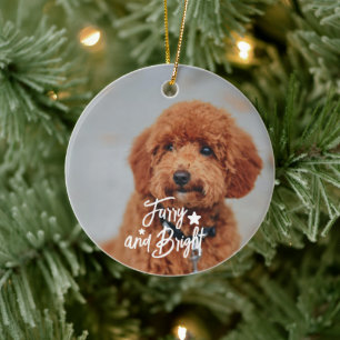 Furry and Bright Dog or Cat Photo Personalized Ceramic Tree Decoration