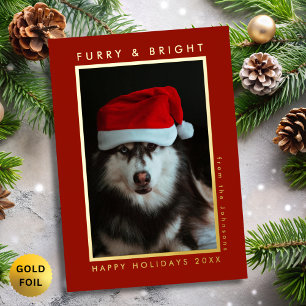 Furry and Bright Paw Print Red Pet Photo Christmas