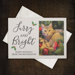 Furry and Bright Pet Photo Christmas Holiday Card