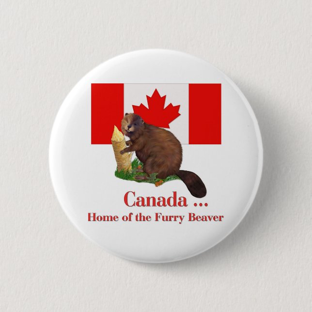 Furry Beaver 6 Cm Round Badge (Front)
