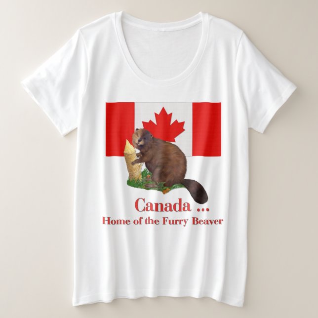 Furry Beaver Humour Plus Size T-Shirt (Design Front)